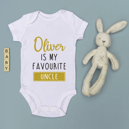 Personalised Favourite Auntie / Uncle Baby Grow Vest - Add any Name - Gold