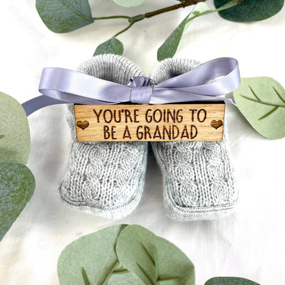 Guess What 'You're going to be a Grandad' Pregnancy Announcement Grey Booties 