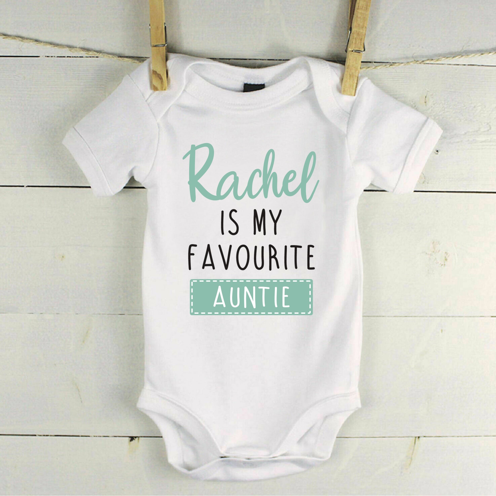 Personalised Favourite Auntie / Uncle Baby Grow Vest - Add any Name - Green