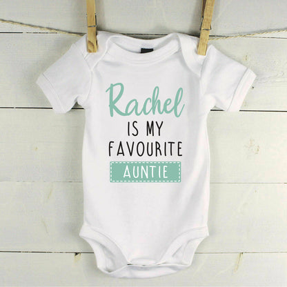 Personalised Favourite Auntie / Uncle Baby Grow Vest - Add any Name - Green