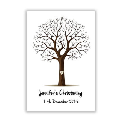 Personalised Christening Print - Finger Print Tree - Option include Frame and Ink Pad - Add your name & Date